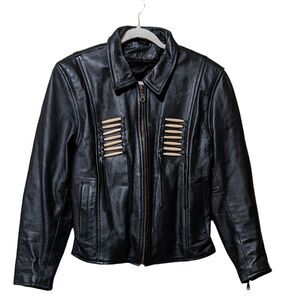 Vintage Moto motorcycle leather jacket no liner native southwestern Fringe 12
